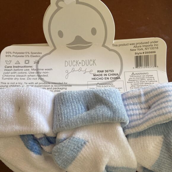 Duck Duck Goose Baby Socks Booties 0-6 Months Boy 6 Pack  New Blue White - Picture 9 of 9